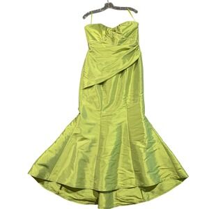 Fairycore Womens Chartreuse Green Mermaid Gown Sequin Beaded Sweetheart Dress 12